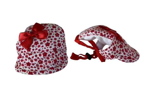 Red Flowers hat with bow