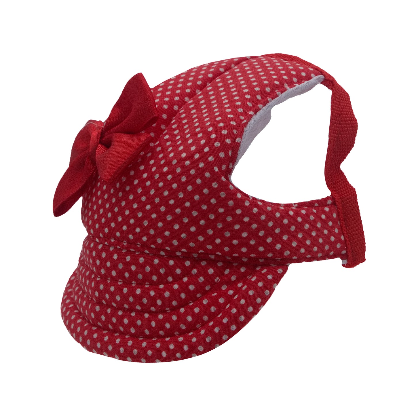 Red Dots with Bow Dog Hat