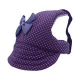 Purple Small Dots with Bow Dog Hat