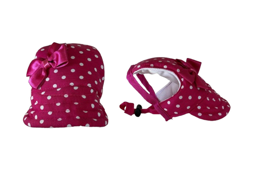 Fuchsia large dots hat with bow
